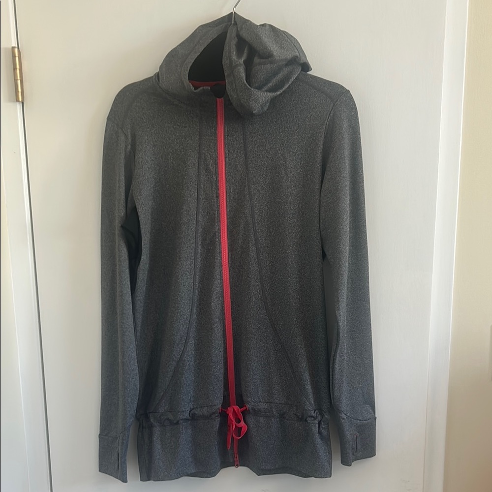 MEC VGUC Gray Hoodie with pink Accents, mesh at back and underarms, pink zip up